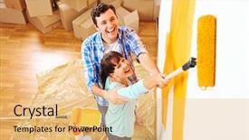  Presentation with home renovation - Slide deck consisting of paint couple in new home background and a yellow colored foreground