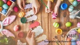  Presentation with mother child - Slide set with paint decorative - mother father and their child background and a coral colored foreground