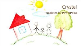  Presentation with happy kids - Slide deck consisting of paint drawing of happy family background and a cream colored foreground