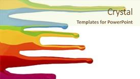  Presentation with dripping paint - Slide deck consisting of mixed colour - paint dripping isolated on white background and a soft green colored foreground