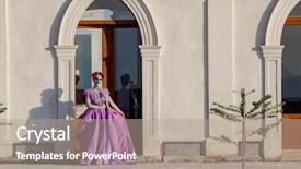  Presentation with sugar skull - Slide set with paint for a mexican festival background and a coral colored foreground