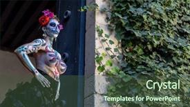  Presentation with sugar skull - PPT theme enhanced with paint for a mexican festival background and a tawny brown colored foreground