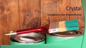  Presentation with vitamins on wooden herbal - PPT layouts enhanced with close up cans colorful paint - painting wooden fence background and a  colored foreground