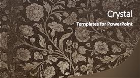  Presentation with poster on white wall above - Cool new slide deck with retro urban - white wall texture extreme closeup backdrop and a tawny brown colored foreground