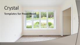  Presentation with angio room - Presentation having paint garden - empty room with large window background and a light gray colored foreground
