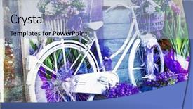  Presentation with vintage floral - PPT theme featuring paint garden - vintage floral bike - artistic background and a light blue colored foreground