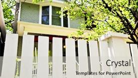  Presentation with white house - Presentation design enhanced with paint garden - white fence around front yard background and a lemonade colored foreground