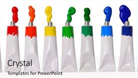  Presentation with tubes - Colorful PPT layouts enhanced with paint in tubes backdrop and a light gray colored foreground