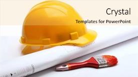  Presentation with paint industry - PPT theme enhanced with paint industry - construction tools background and a yellow colored foreground