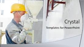  Presentation with paint industry - Presentation theme enhanced with paint industry - plasterer facade builder worker background and a light gray colored foreground