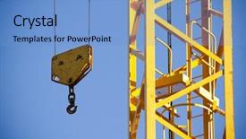  Presentation with crane hook - PPT layouts with paint industry - yellow crane against blue sky background and a light blue colored foreground