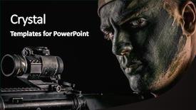  Presentation with rifles - Colorful PPT theme enhanced with paint looks through the scope backdrop and a black colored foreground