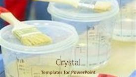  Presentation with paint brush - Cool new presentation with paint-medium-in-a-box backdrop and a soft green colored foreground