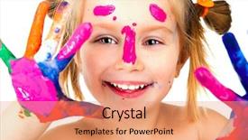  Presentation with painting - Slides with paint over white background background and a coral colored foreground