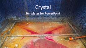  Presentation with 3d printing print concept metallic - Slide deck having paint printing industry - cleaning thinner brush background and a ocean colored foreground