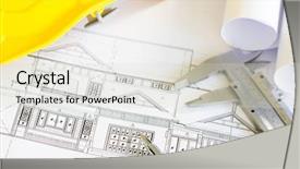  Presentation with solar plant construction - Presentation featuring paint printing industry - construction plans with yellow helmet background and a  colored foreground