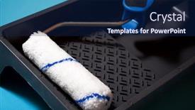  Presentation with paint roller - Presentation theme featuring paint-roller-and-tray background and a navy blue colored foreground