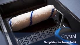 Presentation with paint roller - PPT theme with paint-roller-and-tray background and a ocean colored foreground