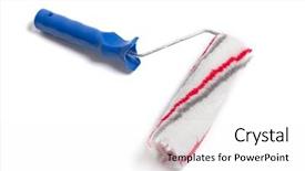  Presentation with paint roller - Amazing PPT theme having paint-roller-isolated-on-white backdrop and a white colored foreground