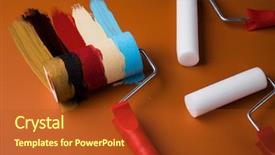  Presentation with paint bucket - Amazing slide deck having paint roller tin metal cans backdrop and a  colored foreground