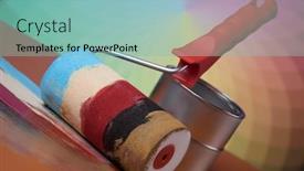  Presentation with paint roller - Slide deck having paint-roller-tin-metal-cans background and a seafoam green colored foreground