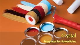  Presentation with paint roller - Slide deck having paint roller tin metal cans background and a red colored foreground