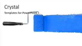  Presentation with paint roller - Presentation consisting of paint roller with blue pigment background and a white colored foreground