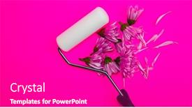  Presentation with paint roller - Presentation having paint-roller-with-pink-flowers background and a purple colored foreground