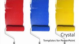  Presentation with paint - Presentation having paint rollers with primary colors background and a white colored foreground