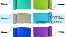  Presentation with painting walls paint roller - Slides with paint rollers with various colors background and a cyan colored foreground
