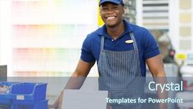  Presentation with hardware - Slide set with paint shop - portrait of african american hardware background and a ocean colored foreground