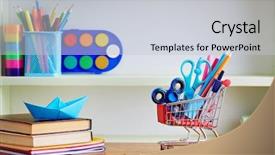  Presentation with back school - Slide set having paint shop industry - back to school shopping cart background and a lemonade colored foreground