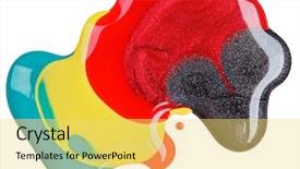  Presentation with enamel - Slide deck consisting of nail polish enamel mixed multicolor samples isolated on white background and a yellow colored foreground