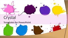  Presentation with paint white brick wall - Slide deck enhanced with paint splash isolated on white background and a lilac colored foreground