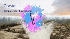  Presentation with painting walls paint roller - PPT layouts enhanced with paint splashes against path leading background and a  colored foreground