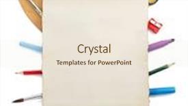  Presentation with scroll paper isolated on white - Audience pleasing theme consisting of paint supplies and paper isolated on white background backdrop and a lemonade colored foreground