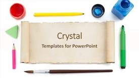  Presentation with paint - Theme having paint supplies isolated on white background background and a lemonade colored foreground