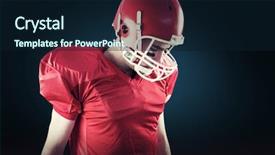  Presentation with football blue - PPT layouts featuring paint wuar - football player taking his helmet background and a wine colored foreground