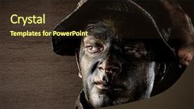  Presentation with face search at large scale - Theme with paint wuar - portrait of young serious soldier background and a wine colored foreground