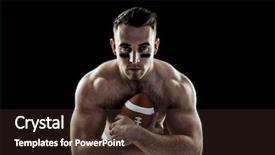  Presentation with football goal post american field - Presentation theme with paint wuar - shirtless american football player background and a wine colored foreground