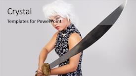  Presentation with japanese - Amazing slide deck having paint wuar - woman in japanese martial art backdrop and a light gray colored foreground