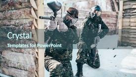  Presentation with battle - PPT theme having paintball team players in winter background and a  colored foreground