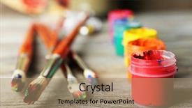  Presentation with professional - PPT theme with paintbrushes - beautiful still life with professional background and a coral colored foreground