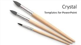  Presentation with art supplies - Amazing PPT theme having art supplies - top view of new artistic backdrop and a white colored foreground