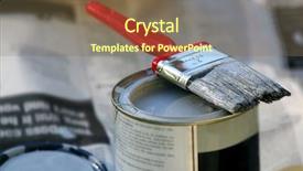  Presentation with painting walls paint roller - PPT theme with paintbrush and can of paint background and a violet colored foreground