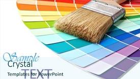  Presentation with paint brush - Theme featuring paintbrush and colorful paint samples background and a cool aqua colored foreground