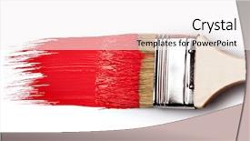  Presentation with paint - PPT theme featuring paintbrush with red paint isolated background and a white colored foreground