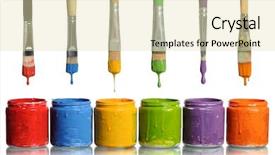  Presentation with dripping paint - Slide deck featuring paintbrushes dripping paint of various background and a soft green colored foreground