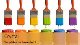  Presentation with dripping paint - PPT theme featuring paintbrushes dripping paint of various background and a gold colored foreground