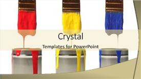  Presentation with paint bucket - PPT layouts having paintbrushes dripping with paint background and a blonde colored foreground